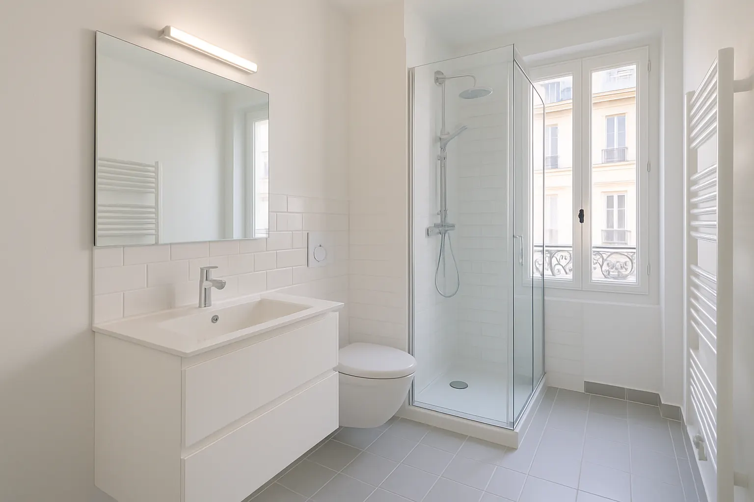 Salle de bain rénovée à Paris